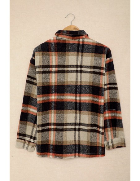 Chemise à carreaux chaude - beige orange rouge