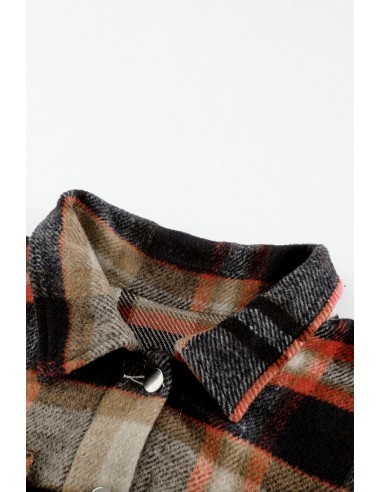 Warm checked shirt for women - beige orange red