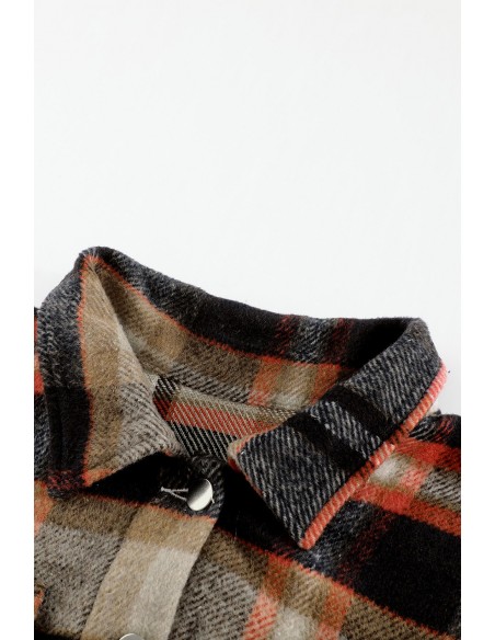 Warm checked shirt for women - beige orange red