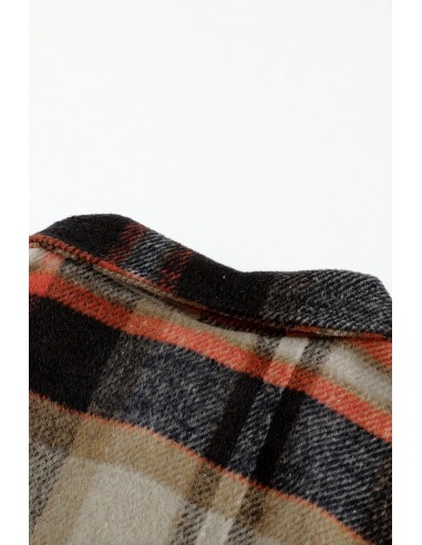 Warm checked shirt for women - beige orange red