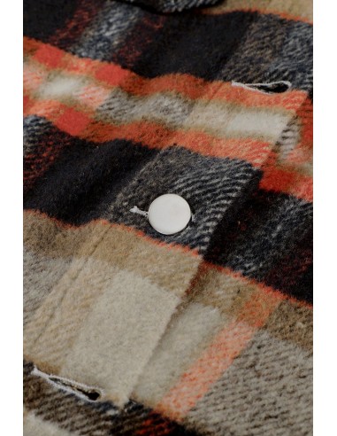 Warm checked shirt for women - beige orange red