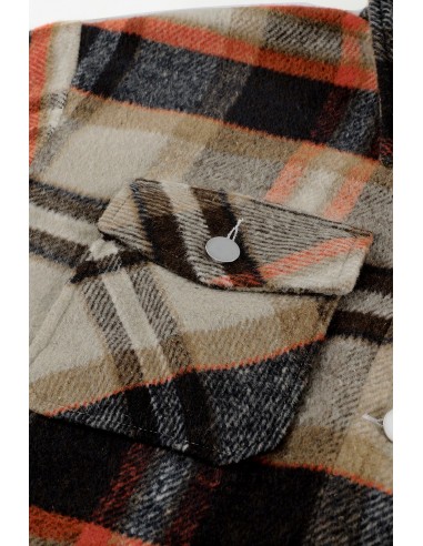 Warm geruit overhemd voor dames - beige oranje rood