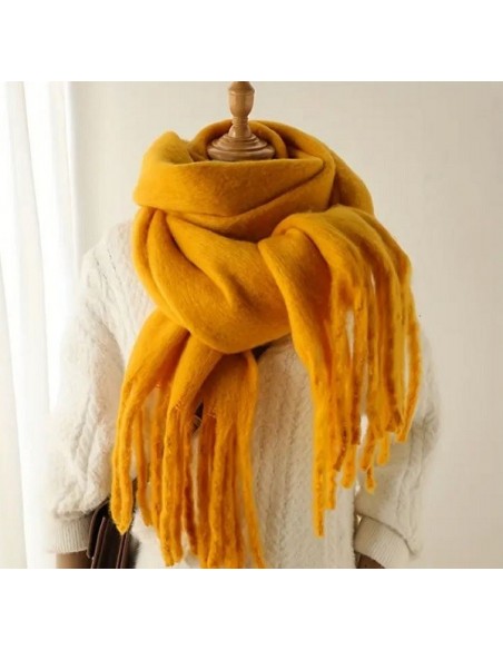 Echarpe Jaune moutarde de couleur unie - épaisse douce et très chaude