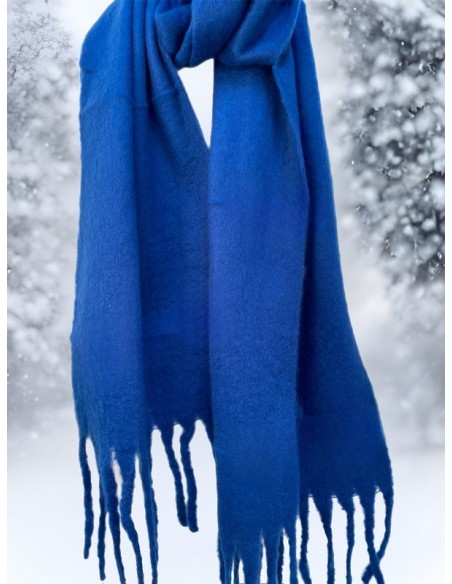 King blue solid color scarf - thick, soft and very warm
