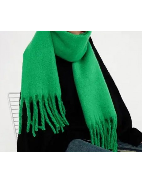Solid green scarf - thick, soft and very warm