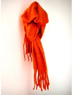 Echarpe orange éclatant de couleur unie - épaisse douce et très chaude