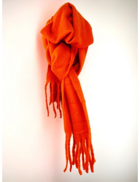 Echarpe orange éclatant de couleur unie - épaisse douce et très chaude