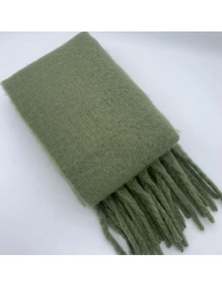 Sage green scarf in solid color - thick, soft and very warm
