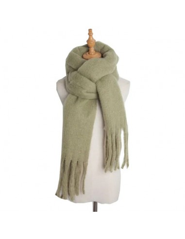 Sage green scarf in solid color - thick, soft and very warm