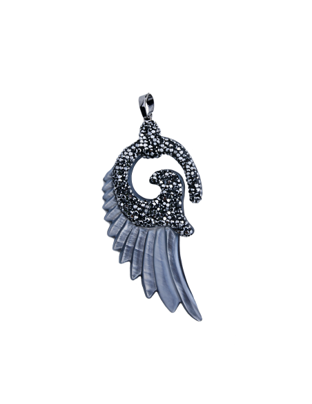 Perlmutter Engelsflügel-Anhänger mit Kristallen