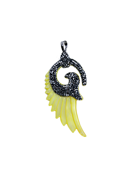 Pendentif Aile d'Ange nacre et cristaux