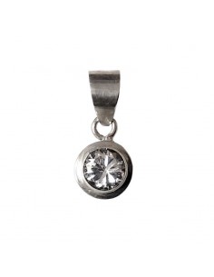 Pendentif cristal zircon blanc rond - argent 925