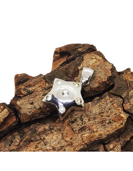 Witte zirkonia ster hanger - 925 sterling zilver