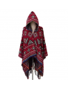 Poncho cape ethnique style boho rouge