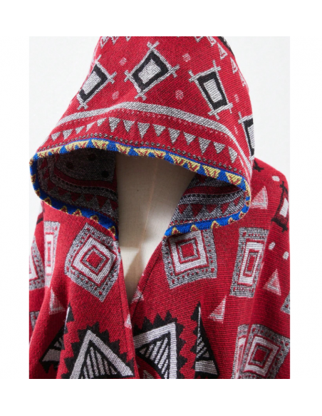 Poncho etnische cape boho stijl rood