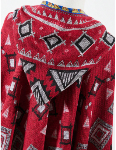 Poncho cape ethnique style boho rouge