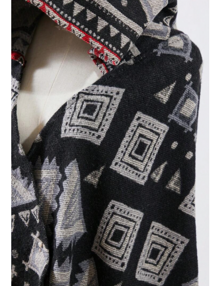 Poncho ethnic cape boho style black