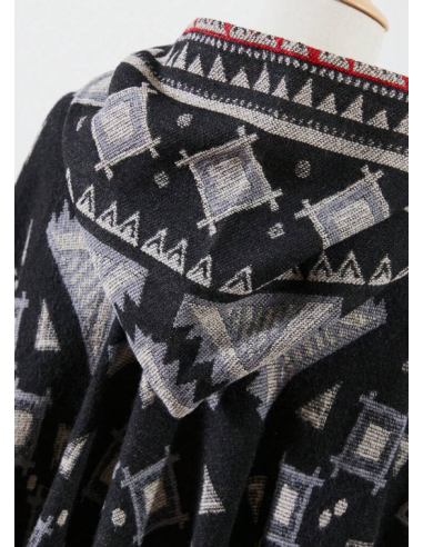 Poncho ethnic cape boho style black