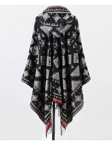 Poncho ethnic cape boho style black