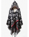 Poncho cape ethnique style boho noir