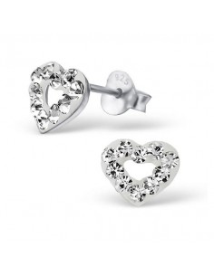 White crystal heart earrings - Silver 925