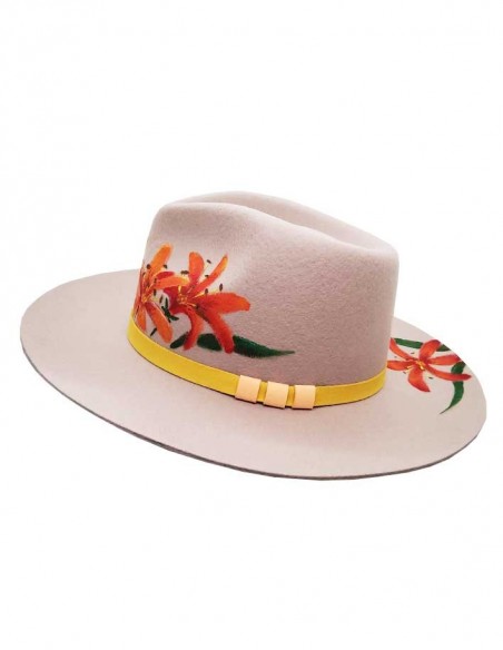 Custom felt fedora hat - tiger lilies