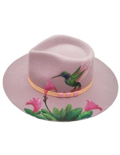 Custom felt fedora hat - hummingbird