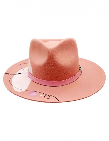 Chapeau fedora en feutre customisé - visage abstrait