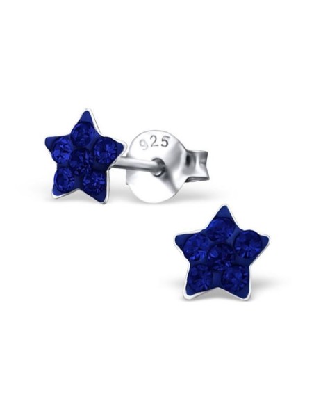 Blauer Stern Ohrringe - 925 Sterling Silber