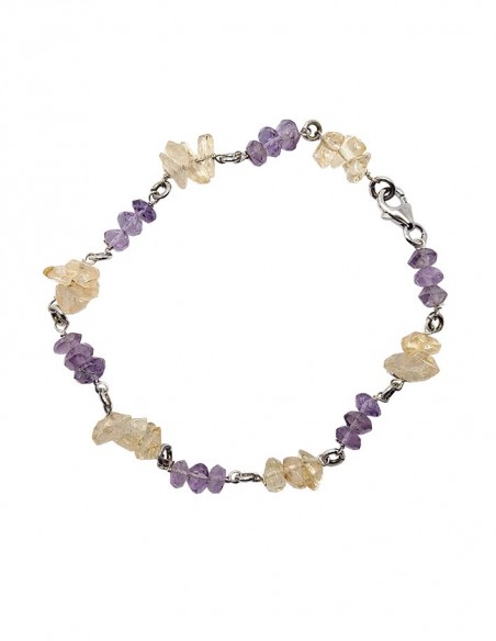 Bracelet argent 925 en améthyste et citrine