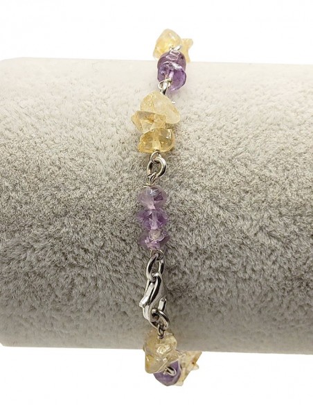 Bracelet argent 925 en améthyste et citrine