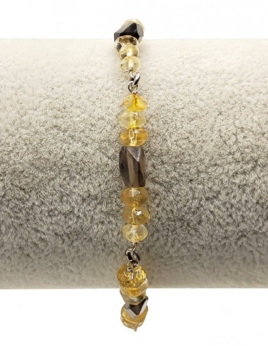925 silver bracelet in citrine and smoky quartz