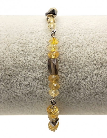 925 silver bracelet in citrine and smoky quartz