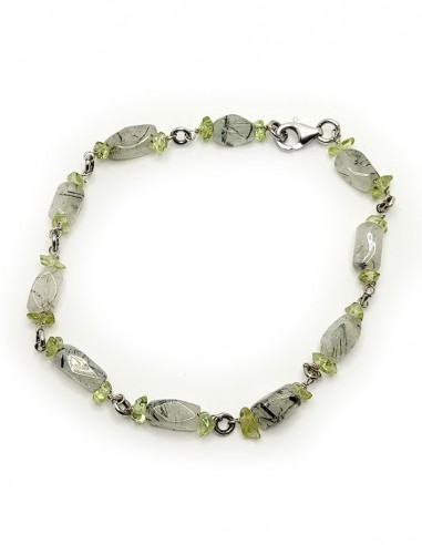 925er Silberarmband aus Aventurin und Turmalinquarz