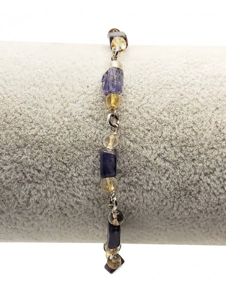 925 silver bracelet in citrine and tanzanite