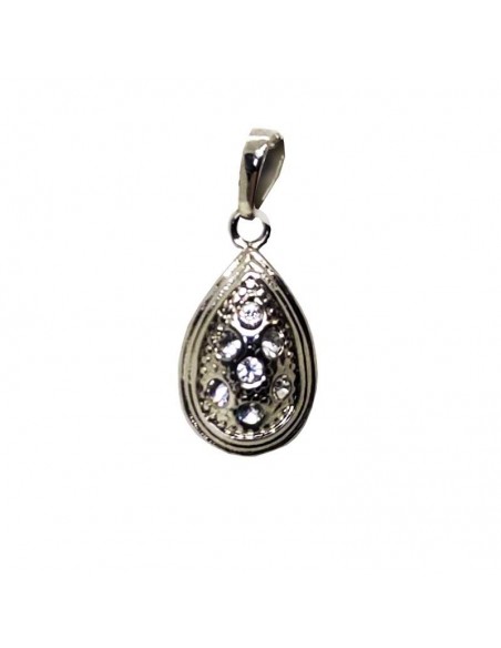 Gebogen druppel en strass hanger - kostuum metaal