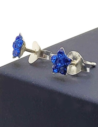 Boucles d’Oreilles Étoile Bleue Argent 925 – Cristaux