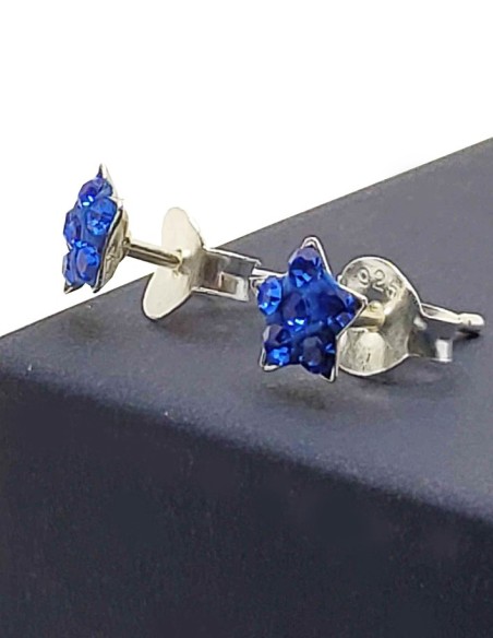 Boucles d’Oreilles Étoile Bleue Argent 925 – Cristaux