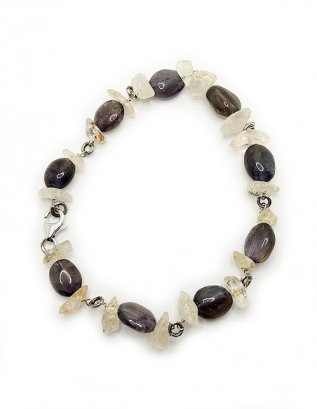 925 Sterling Zilver Bergkristal en Rookkwarts Armband