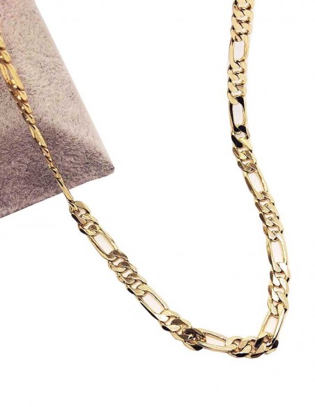 Chaîne figaro épaisse plaqué or 14k - 55 cm