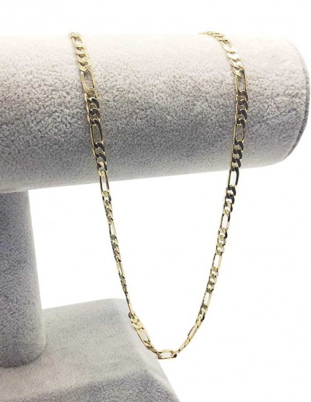 Chaîne figaro épaisse plaqué or 14k - 45 cm