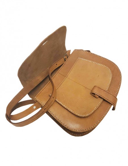 Ronde leren tas - leren riem