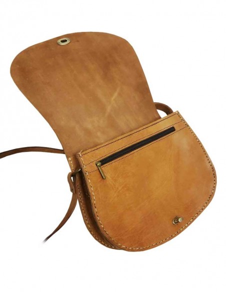 Rounded leather bag with metal clasp - 1
