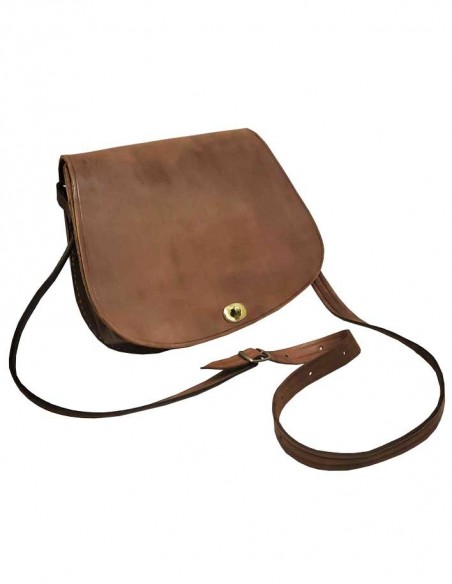 Sac Bandoulière en Cuir Brun Foncé Fait Main