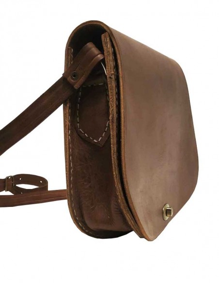 Sac Bandoulière en Cuir Brun Foncé Fait Main