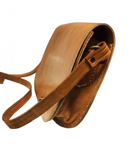 Sac Bandoulière en Cuir caramel Fait Main