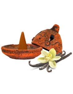 Terracotta incense holder with cone - Vanilla