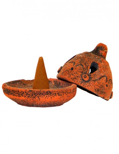 Terracotta incense holder with cone - Apple