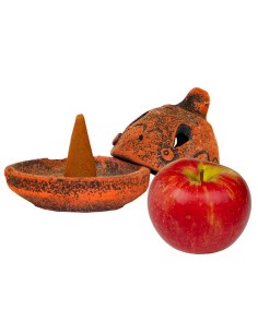 Terracotta wierookhouder met kegel - Appel