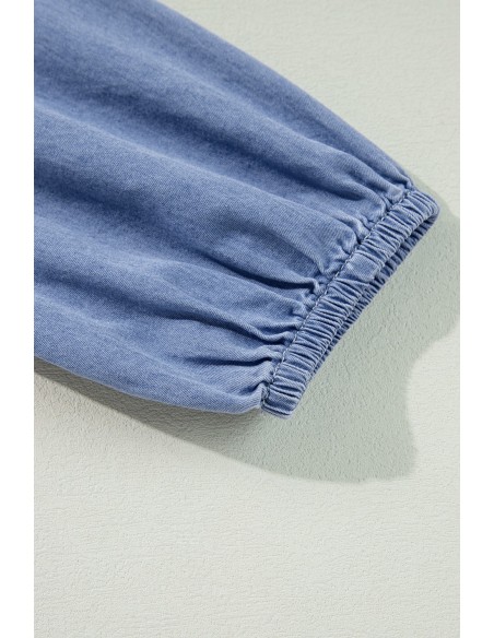 Robe Maxi Myosotis Chambray à Encolure en V Profonde – Élégance